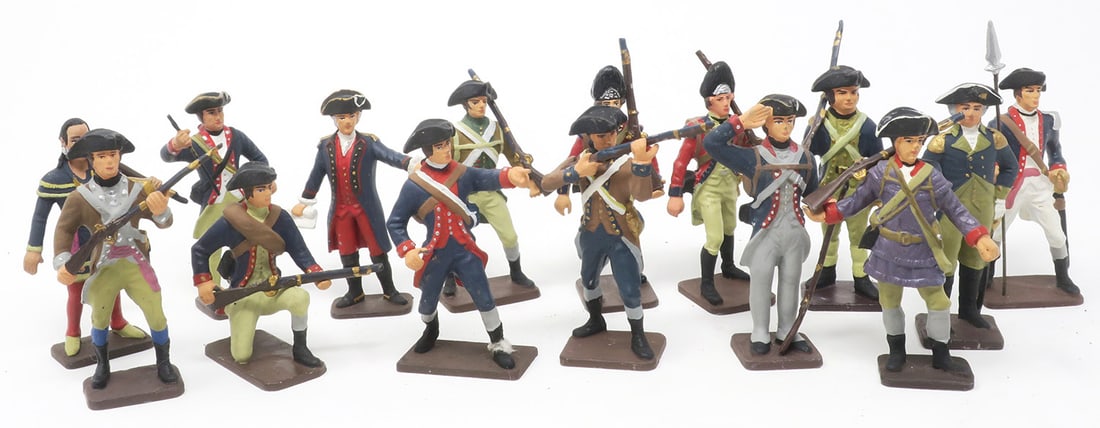 Reeves International, War of Independence: (King-White Co. Connoisseur figures made in Hong Kong, precursors of King & Country), very good, 15 pieces, (c. 1980)