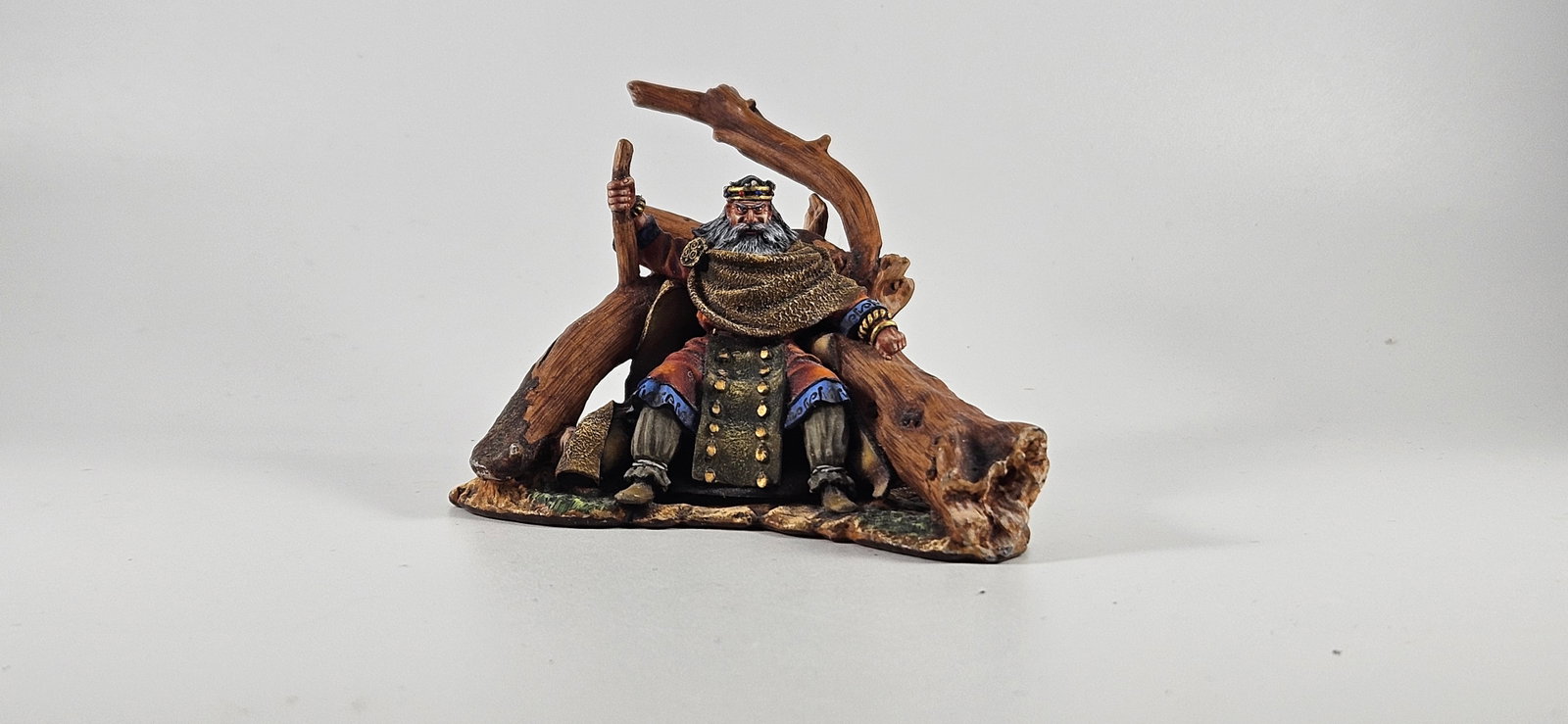 Bijato St. Petersburg Irish Brian Boru Vignette: Bijato Studios St. Petersburg. High Quality. One of the rarest figures they made - Irish Clan Leader Brian Boru Vignette showing the Chieftain resting on his throne. Super figure. Excellent condition,