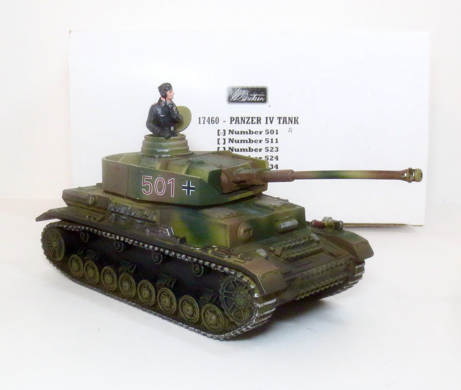 Britains #17460 Panzer IV Tank 501: 2 pieces. Mint condition. Box excellent.