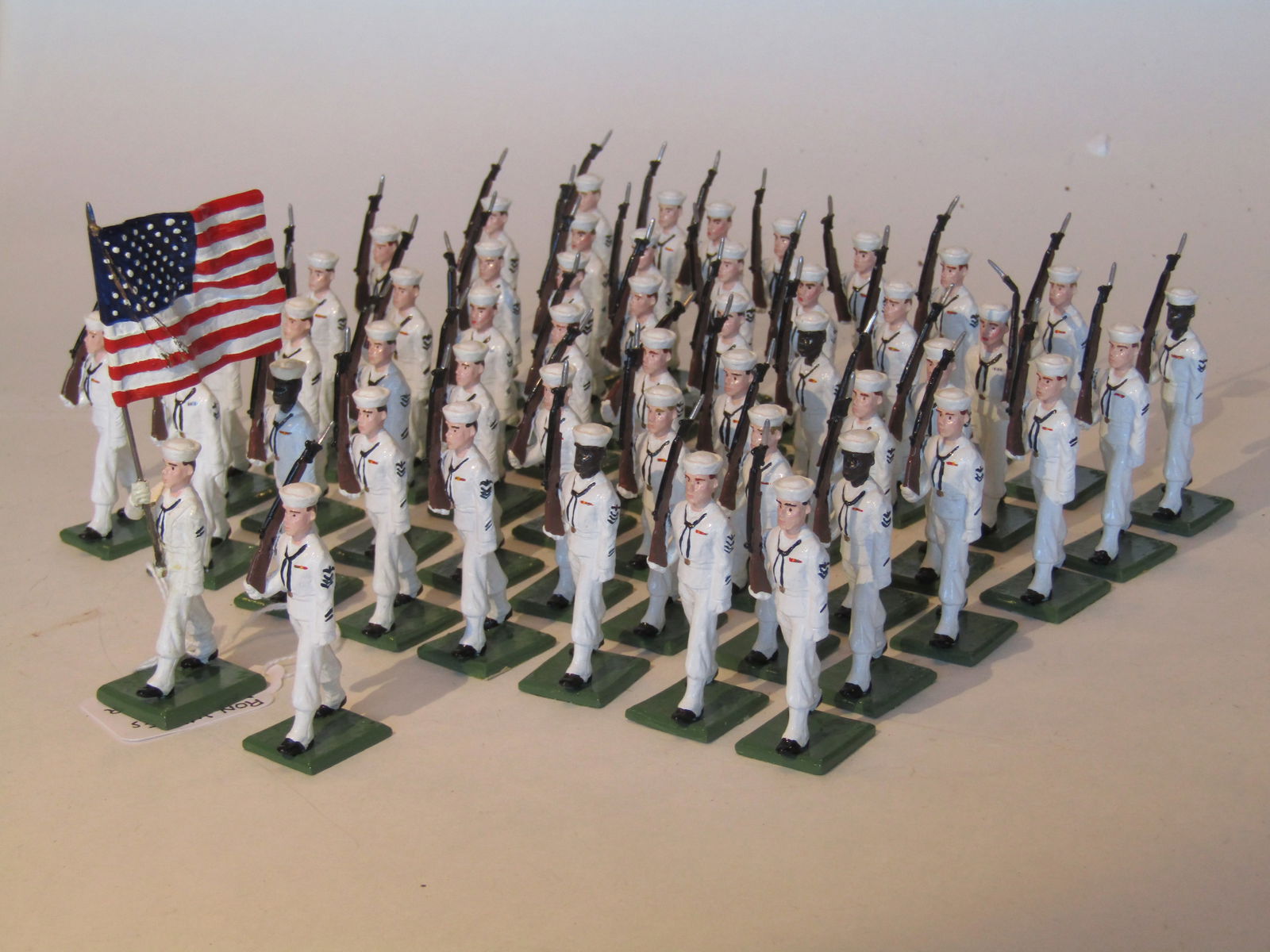 Ron Wall Miniatures U.S. Naval Parade: with standard, sailors in summer whites. 50 pieces. Excellent condition. Unboxed.