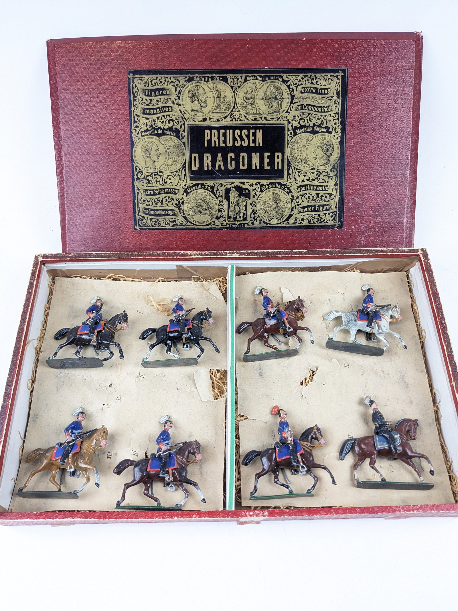 G. Heinrich Prussian Dragoons 50mm: 8 Pieces Condition Very Good-Excellent Box Very Good