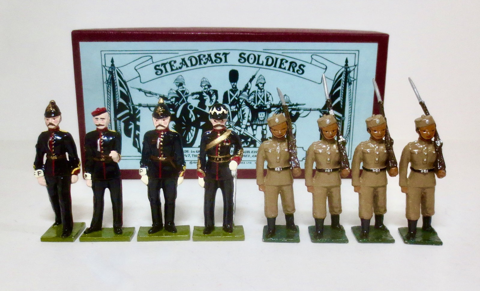 Steadfast #SF22 Military Police: And, Nostalgia North Borneo Military Police. 8 pieces. Mint to near mint condition. Steadfast box excellent, Nostalgia unboxed.