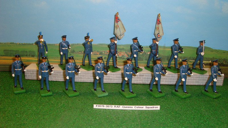 Britains Sets # 3070, 3071, 3072, 3073 RAF: Queens Color Squad with original box. 16 pieces.
