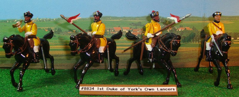 Britains Set # 8834 1st Duke of York’s Lancers: with original box. 4 pieces.