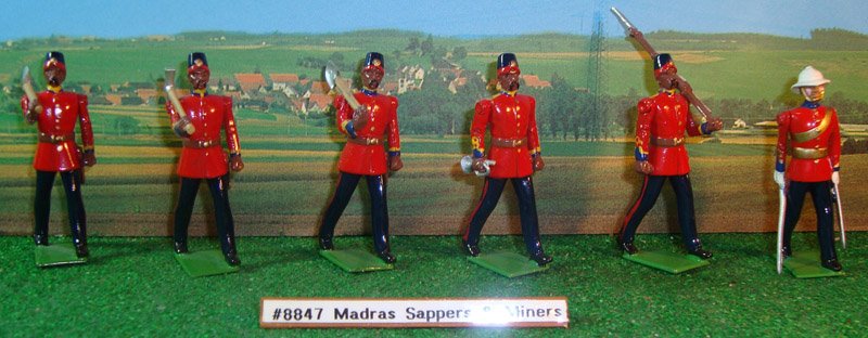 Britains Set # 8847 Madras Sappers & Miners: with original box. 6 pieces.