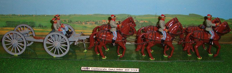 Britains Set # 8874 Confederate Gun, Limber & Crew: with original box. 13 pieces.