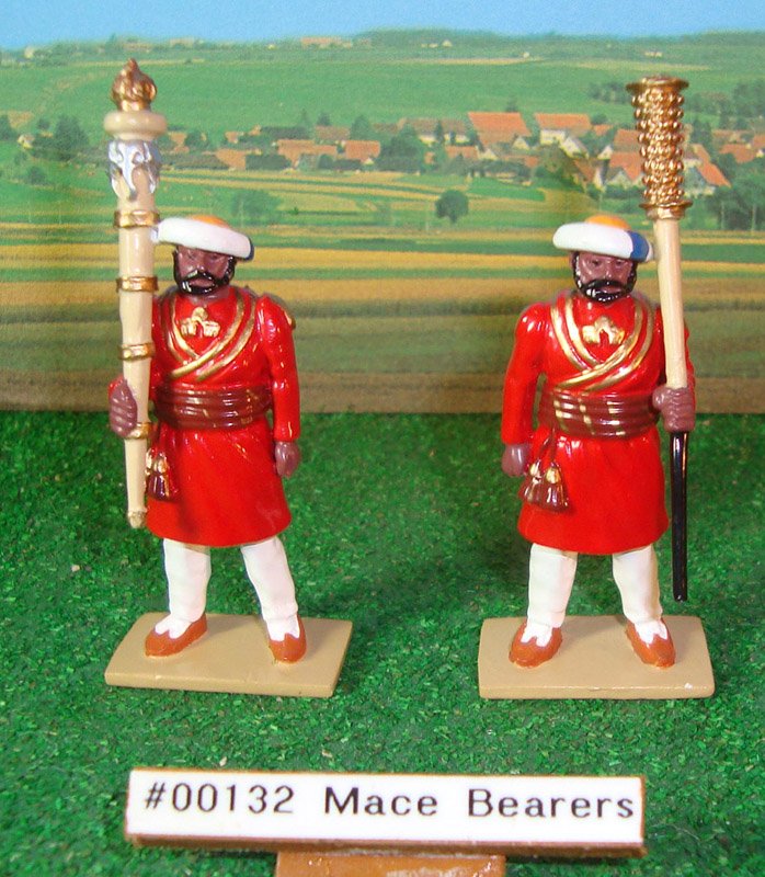 Britains Set # 132 Mace Bearers: with original box. 2 pieces.