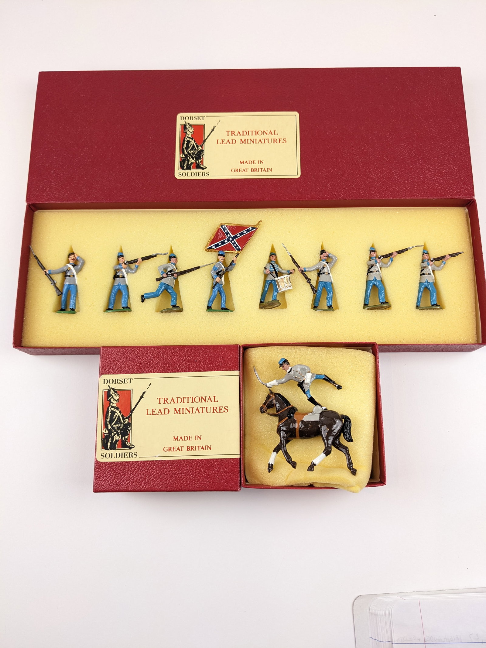 Dorset Confederate Infantry With Officer: 9 Pieces Condition Excellent Boxes Excellent