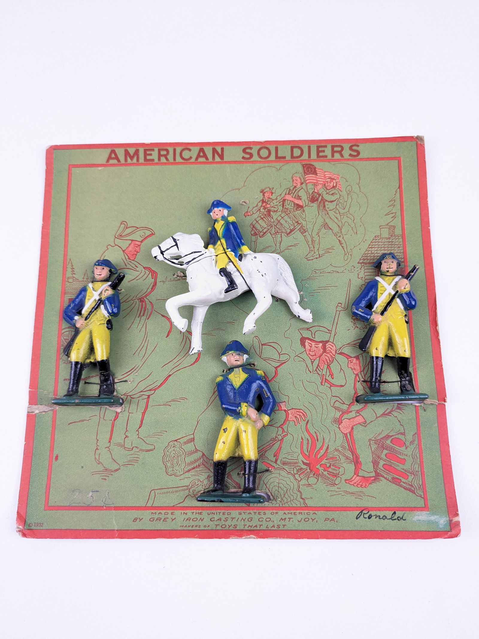 Grey Iron American Rev. Soldiers On Card RARE (1 of 1)