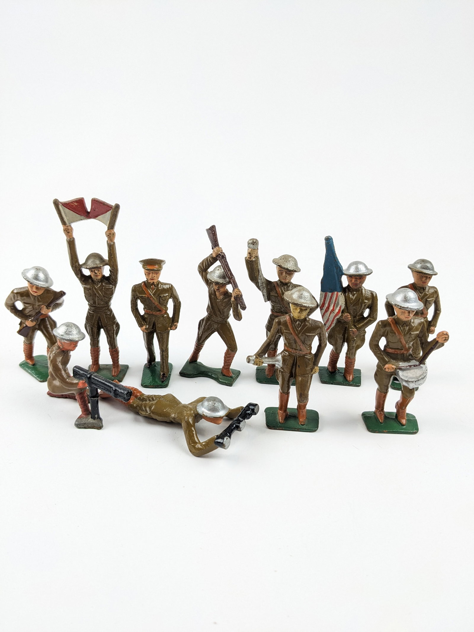Grey Iron WWI Various Poses: 11 Pieces Condition Very Good-Excellent No Box
