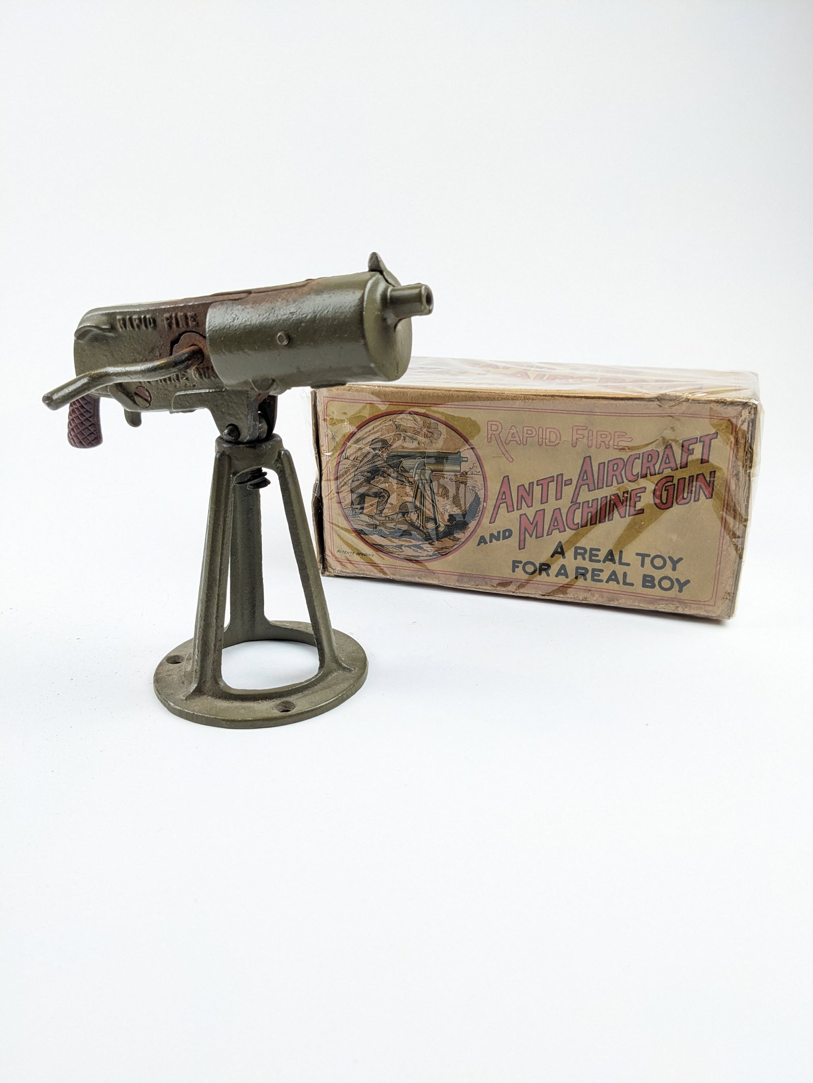 Grey Iron Anti-Aircraft Machine Gun: 1 Piece Condition Very Good Box Good