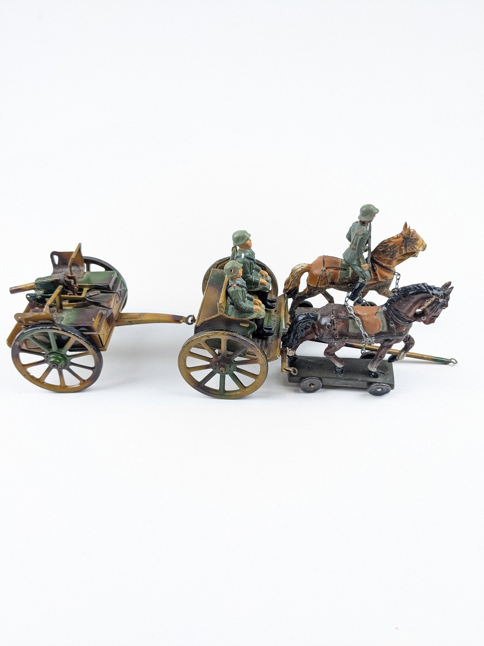 Lineol German WWI Machine Gun Team 7cm 8cm: 7 Pieces Condition Fair-Very Good (New Figures, Missing Some Chain) No Box
