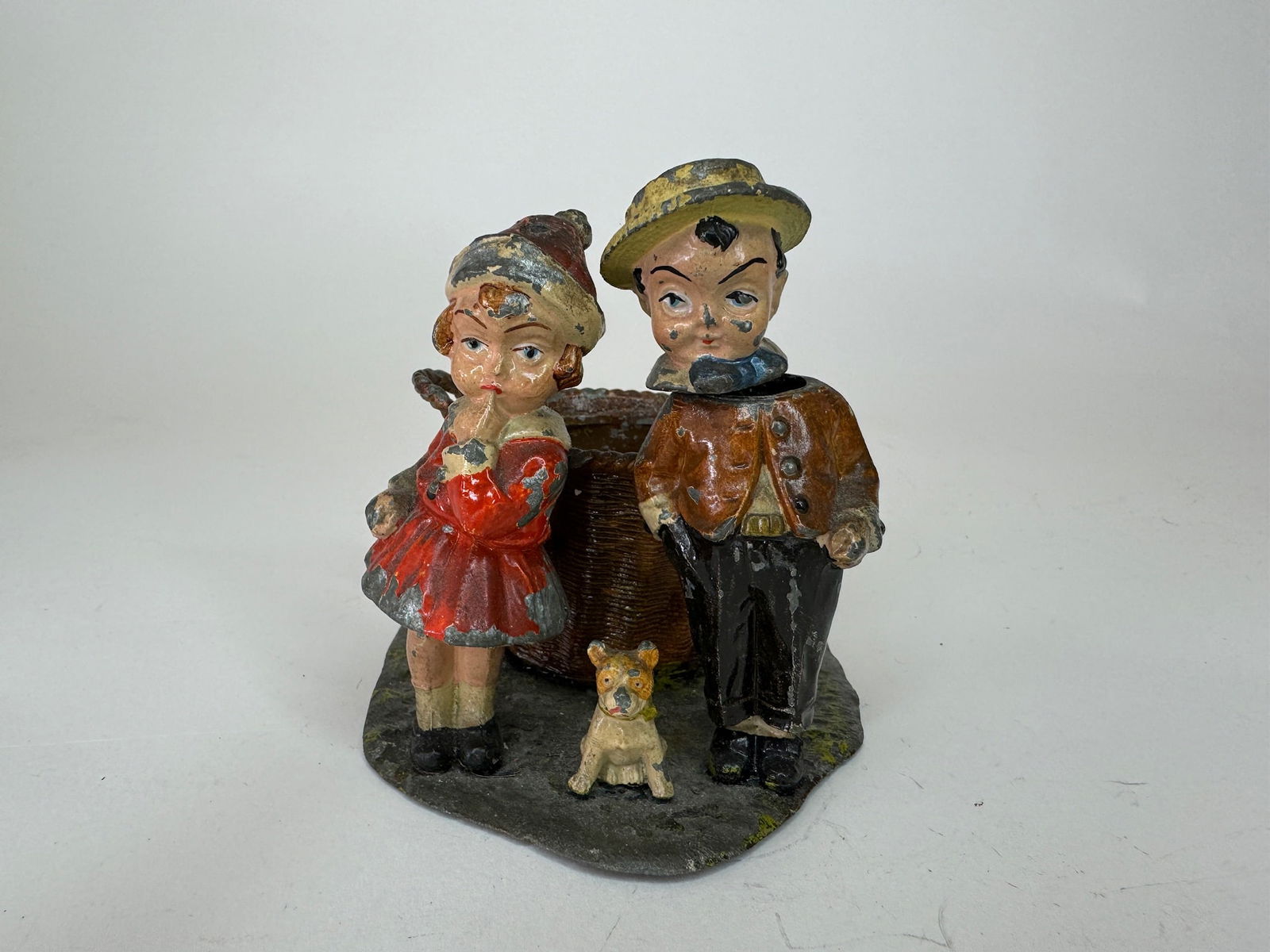 Boy and Girl Nodders with Puppy and Basket (1 of 2)