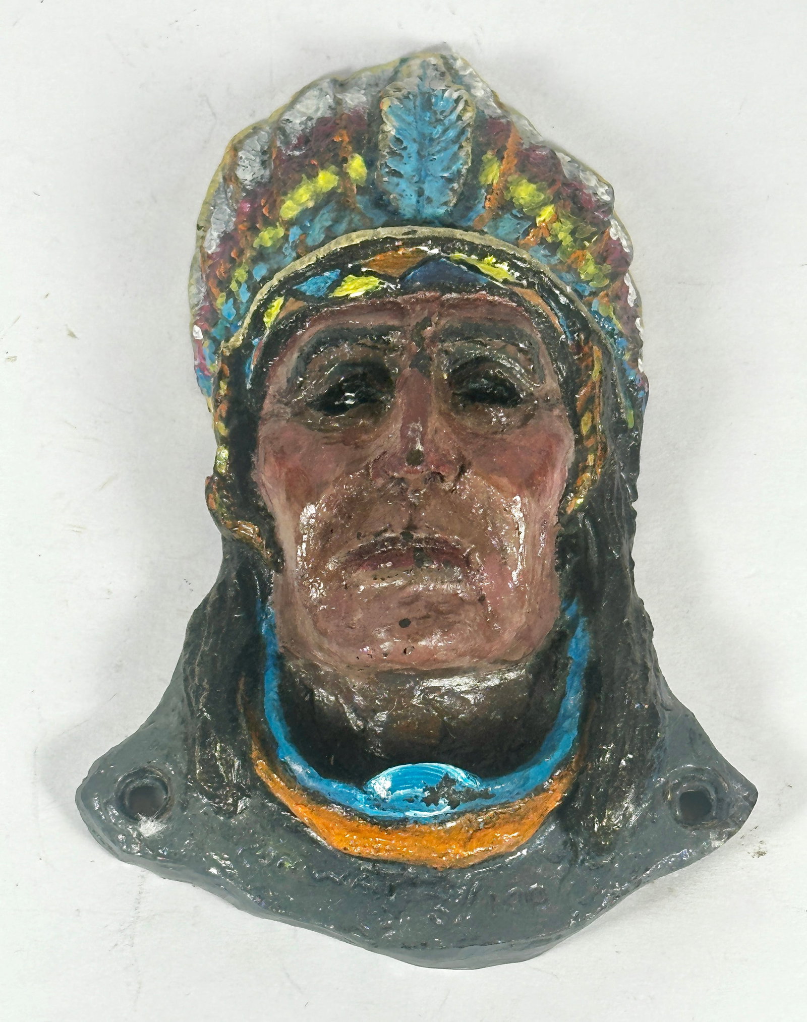 Indian Chief Bottle Opener: Bruce Contway, Limited Edition of 100. Bronze. 5-1/4T. c.1984. Catalog No. N505