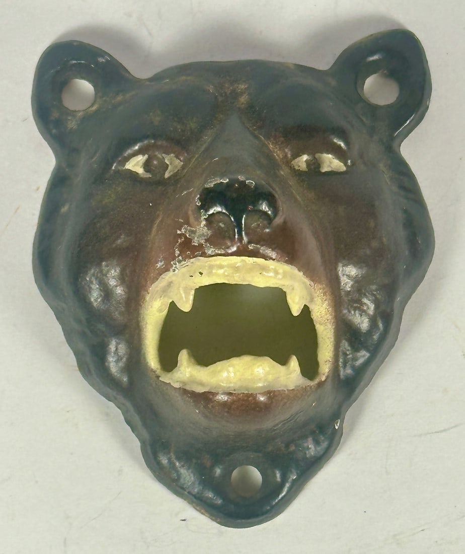 Bear Face Cast Iron Bottle Opener: John Wright Co., PA. 3-3/4"T. c.1950. Catalog No. F426