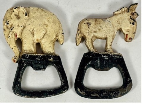 Elephant & Donkey Cast Iron Bottle Openers (1 of 1)