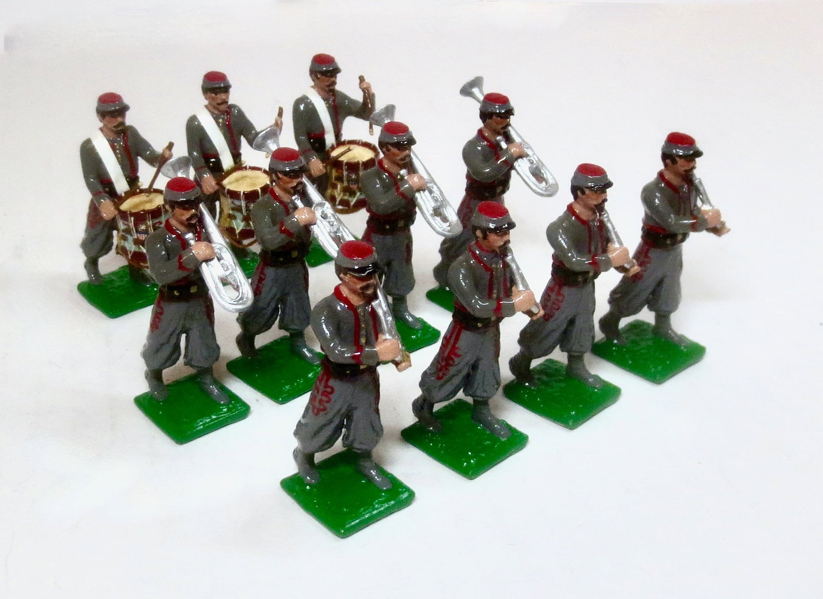 American Civil War Confederate Army Band: 11 pieces. Mint to near mint condition. Unboxed.