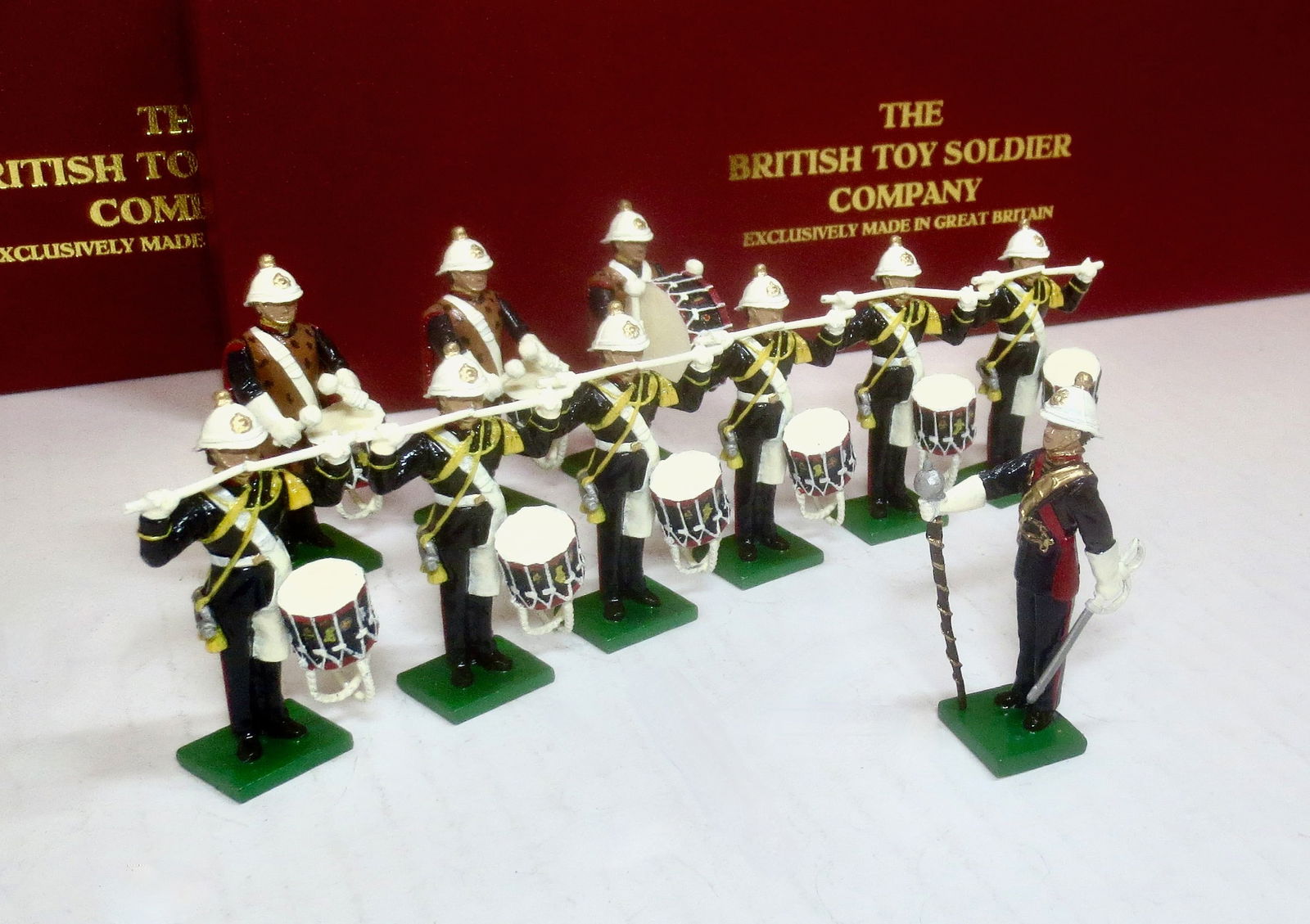 British Toy Soldier Company Royal Marines: Drum Corps. 10 pieces. Mint to near mint condition. Boxes excellent.
