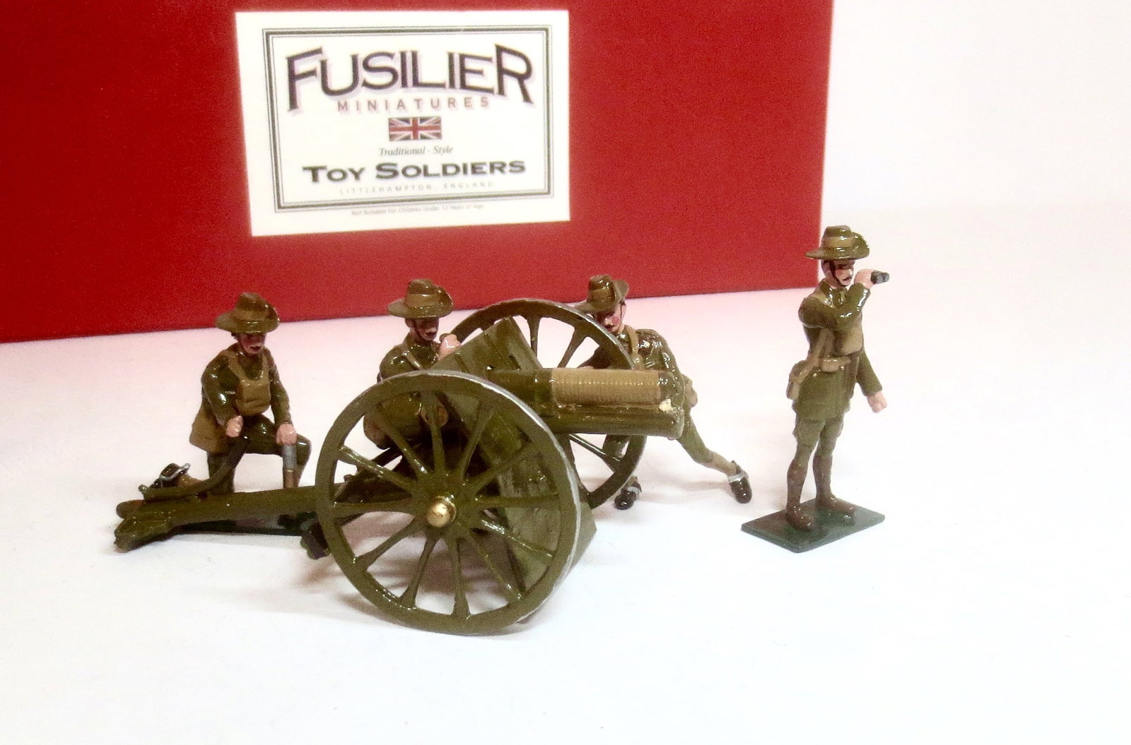 Fusilier WWI Anzac 13pdr Field Gun & Crew: 5 pieces. Near mint condition. Box excellent.