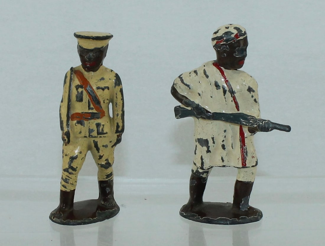 Barclay Lot of Ethiopian Infantry with Officer: Lot includes B40 Officer and B39 Tribesman. Scarce. Circa 1935-36. 2 Pieces. Condition Fair to Good. No Box.