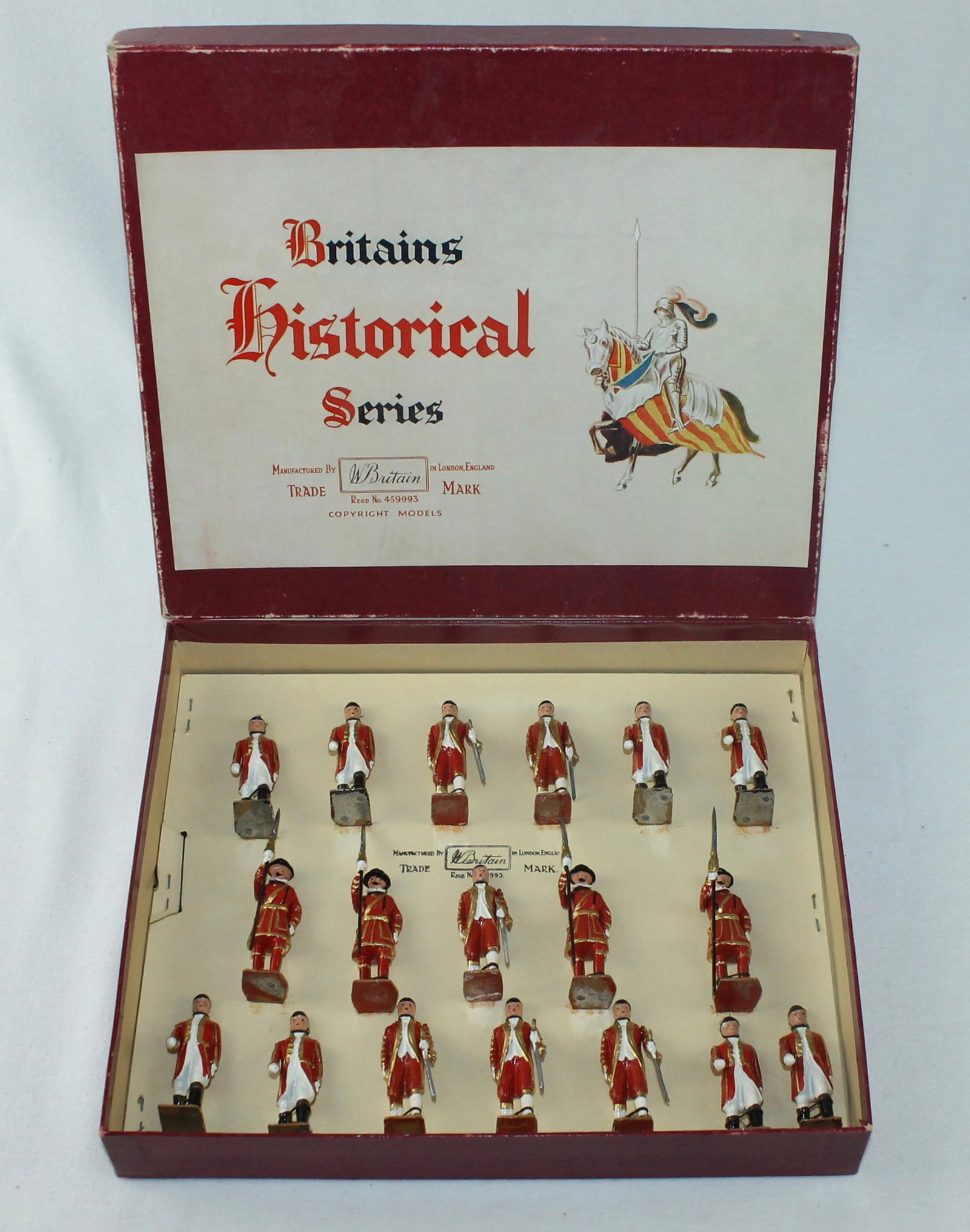 Britains 9404 State Coach Attendants: 1950's Production. Figures Tied in Box. 18 Pieces. Condition Mint in Box. Box Very Good.