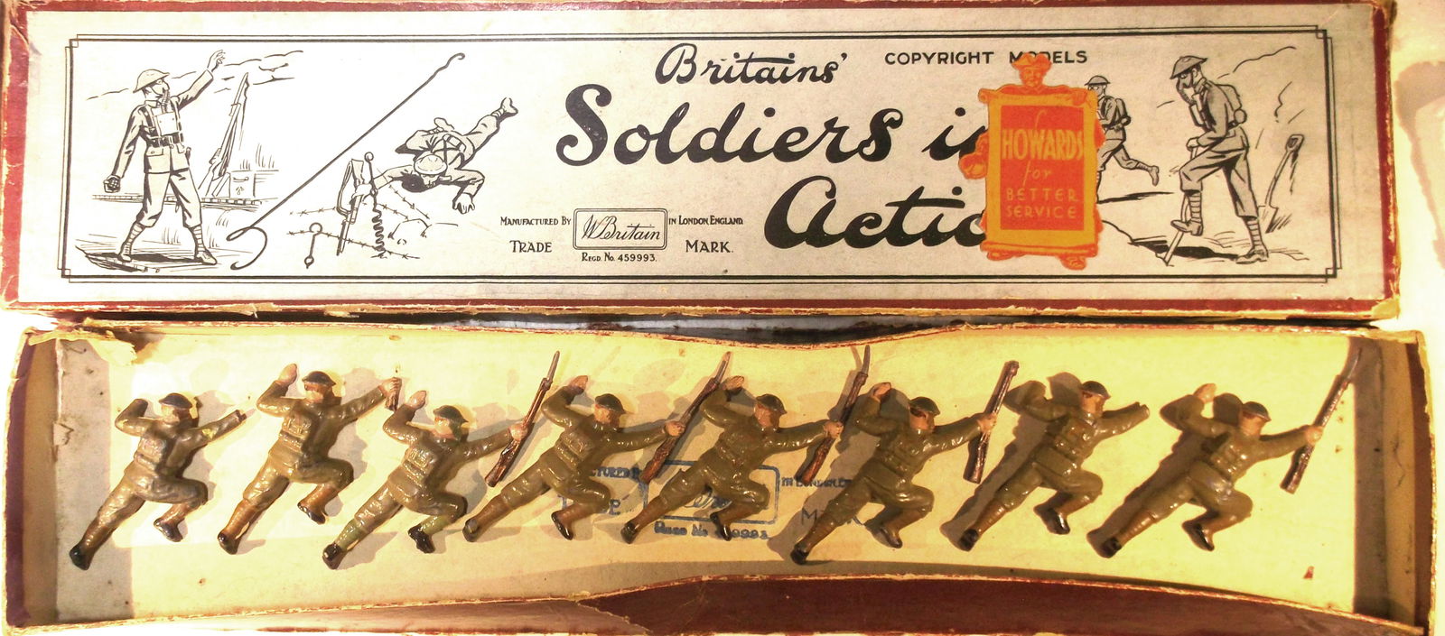 Britains No 1811 British Gas Mask Men Crawling (1 of 2)