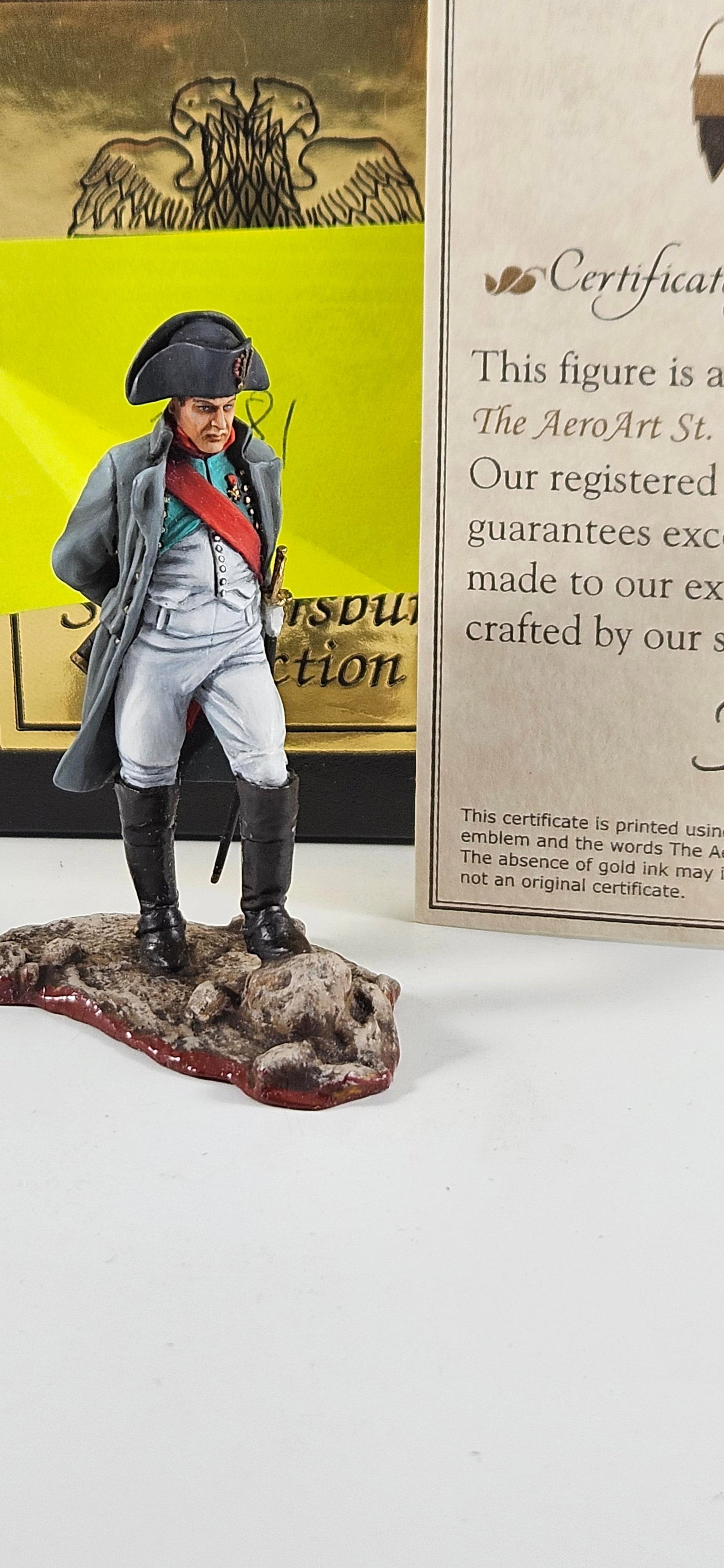 AeroArt St. Petersburg Napoleon Holding Spyglass: AeroArt Military Miniatures - The St. Petersburg Collection #3881 - French Emperor Napoleon Holding Spyglass on decorative base. Excellent, Boxed, 1 piece.