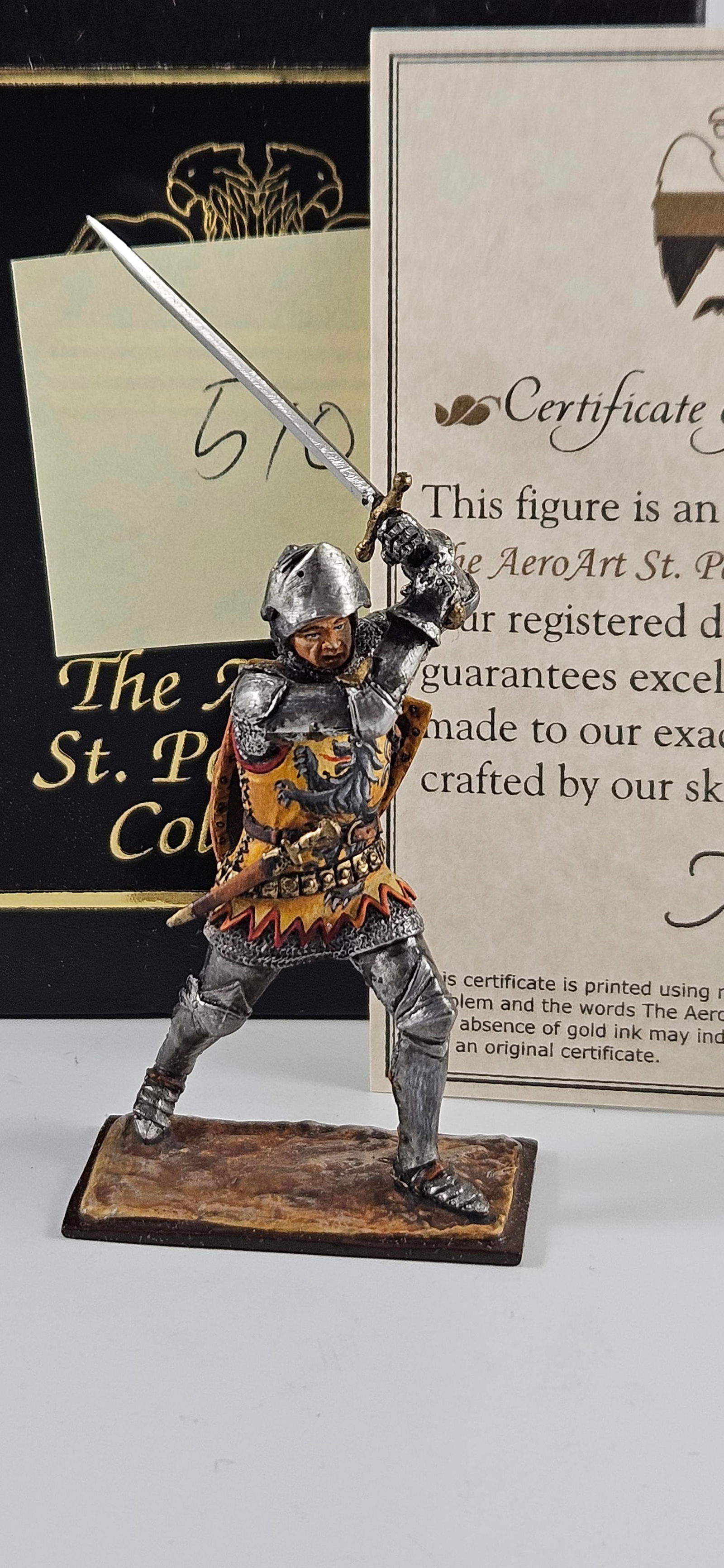 AeroArt St. Petersburg 14th Century Knight in Comb: AeroArt Military Miniatures - The St. Petersburg Collection #5101 - 14th Century Knight in Combat with Sword Overhead. Excellent in original box. 1 piece.