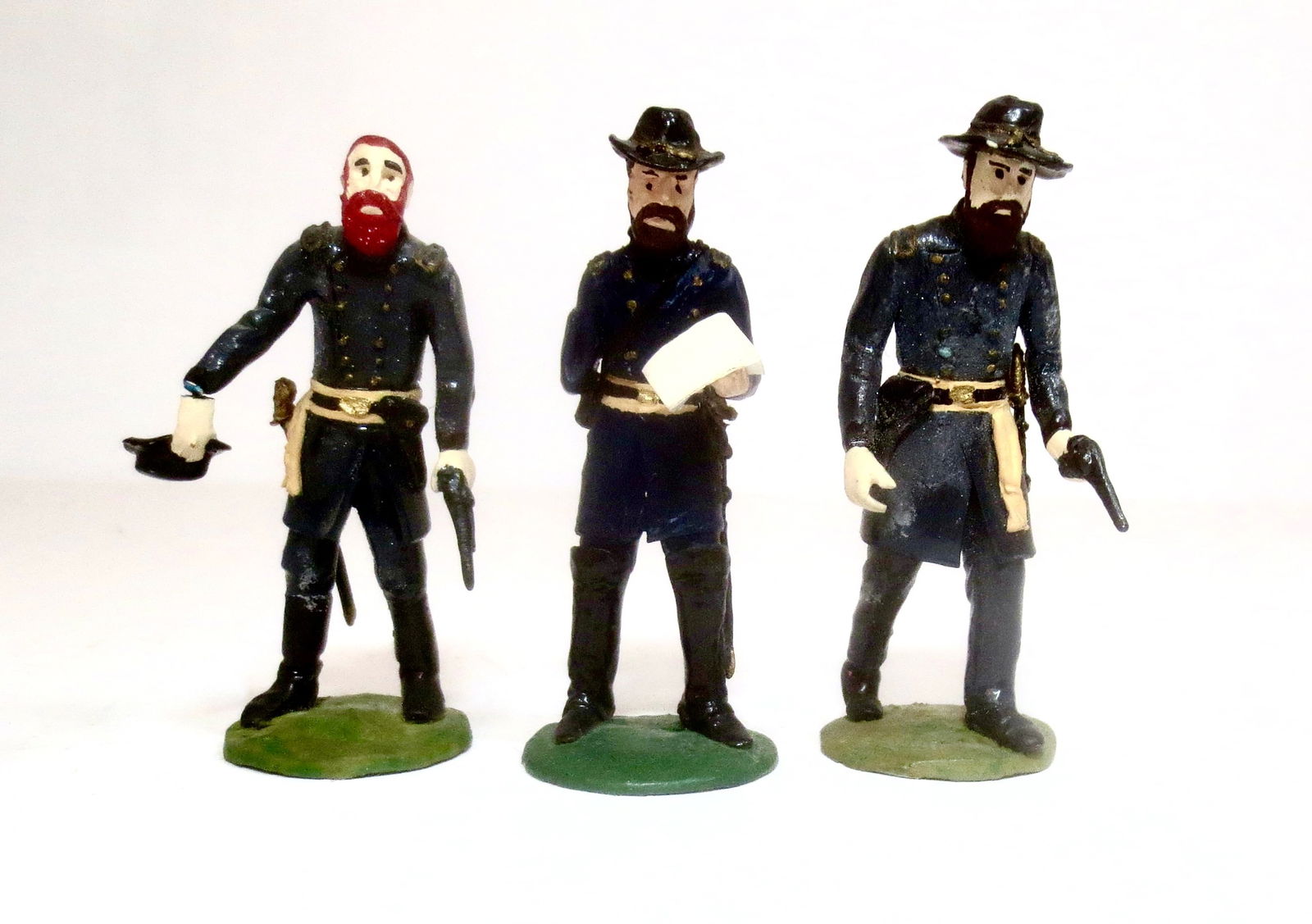 Civil War Generals in Plaster: Hand cast and painted by an unknown artist. 65mm to 70mm tall. Excellent to very good condition. Including; Union General Alexander Hays who was killed at the Battle of the Wilderness in 1864. Union G