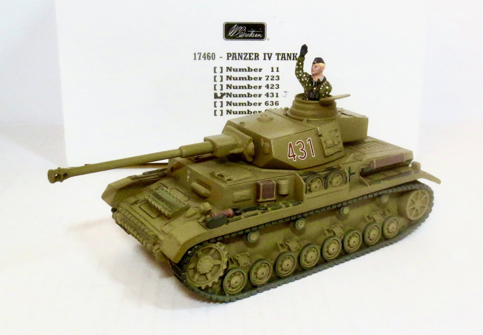 Britains #17460 Panzer IV Tank #431: 3 pieces. Mint condition. Box excellent.