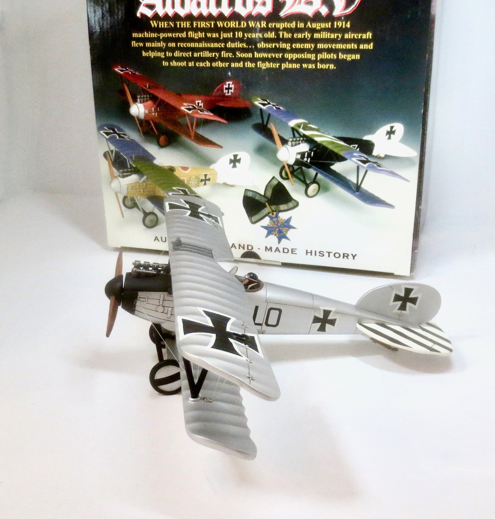 King & Country #FW115 "Albatross DV" (Ernst Udet): Ernst Udet, later to become a General in Hitler's Luftwaffe and a flying contemporary of Hermann Goering, flew this smart silver-coloured Albatross while flying with Jasta 37 in the Autumn of 1917. By
