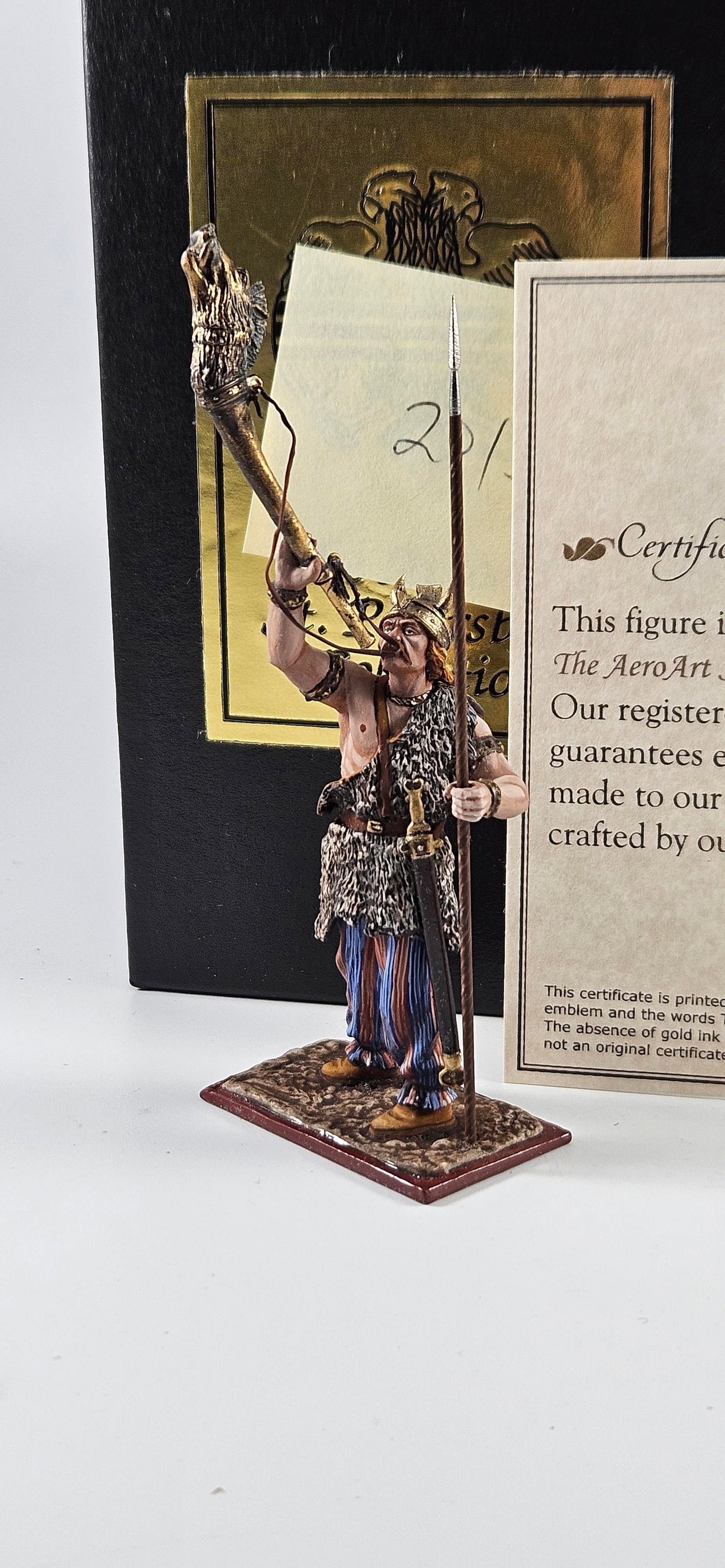 AeroArt St. Petersburg Celt Ceremonial Horn: AeroArt Military Miniatures - The St. Petersburg Collection #2013 - Celt Warrior with Spear & Ceremonial Horn. Excellent, Boxed, 2 pieces.
