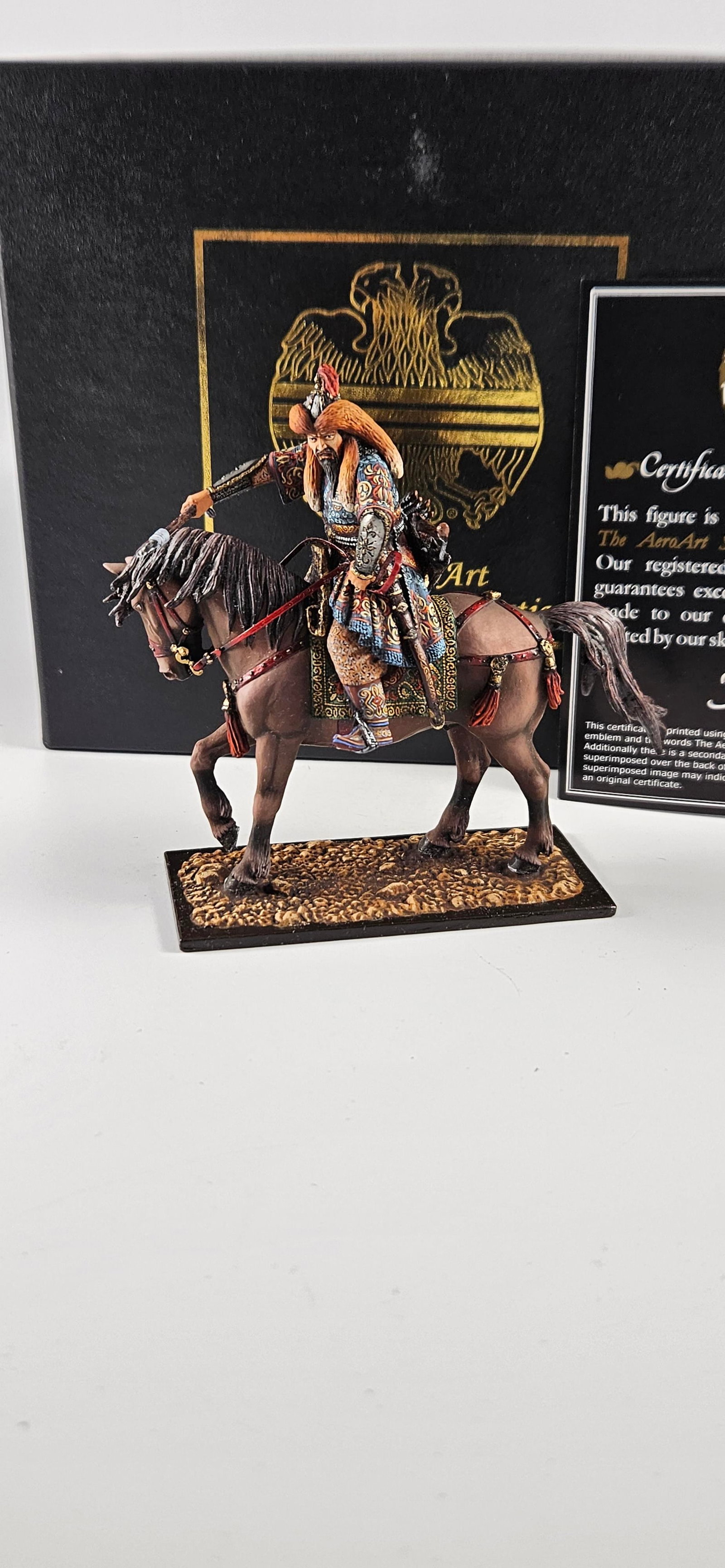 AeroArt St. Petersburg Mounted Genghis Khan: AeroArt Military Miniatures - The St. Petersburg Collection #MN 1 - Mounted Mongol Genghis Khan. Excellent, Boxed, 1 piece.