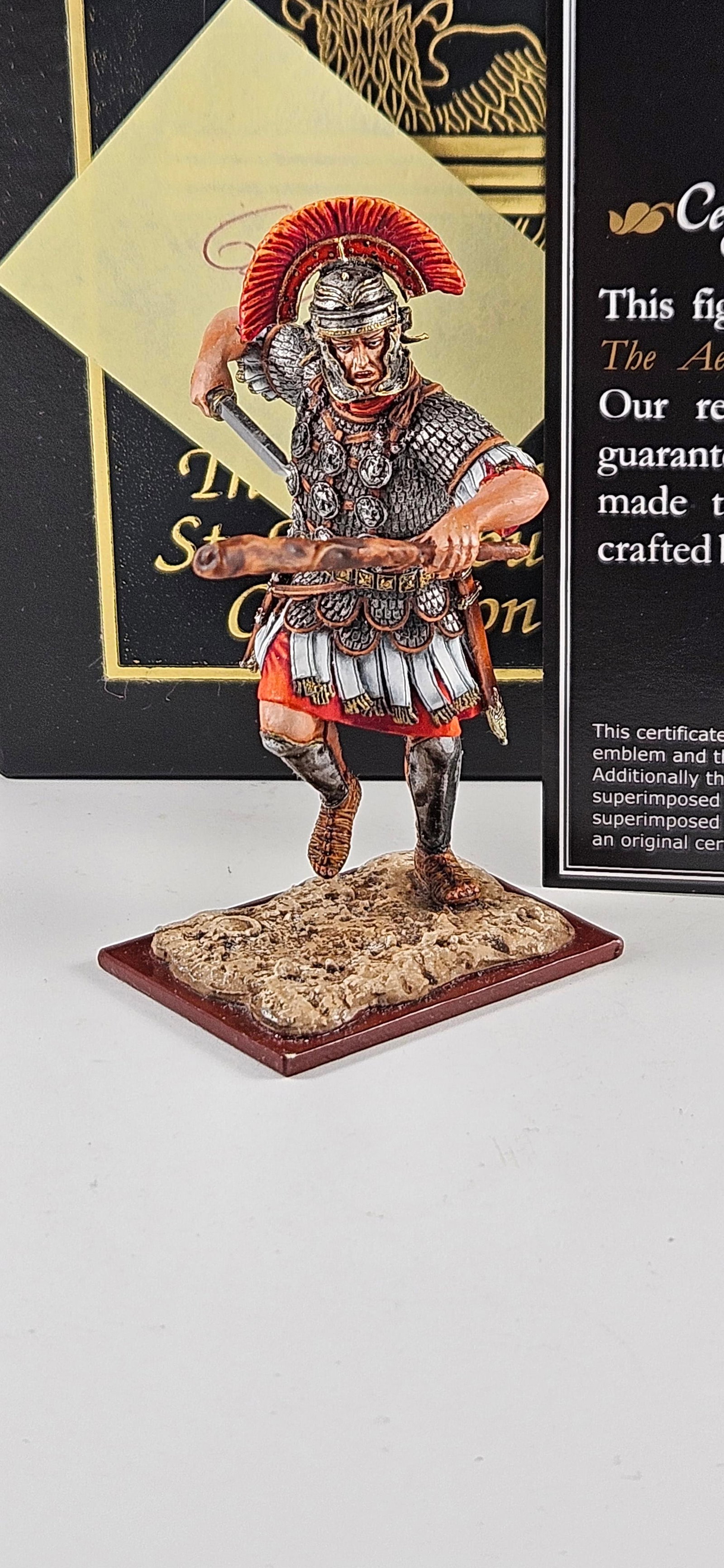AeroArt St. Petersburg Centurion Charging Prototyp: AeroArt Military Miniatures - The St. Petersburg Collection #6217P - Centurion Charging with Sword & Shield Prototype. Excellent Boxed. 1 piece.