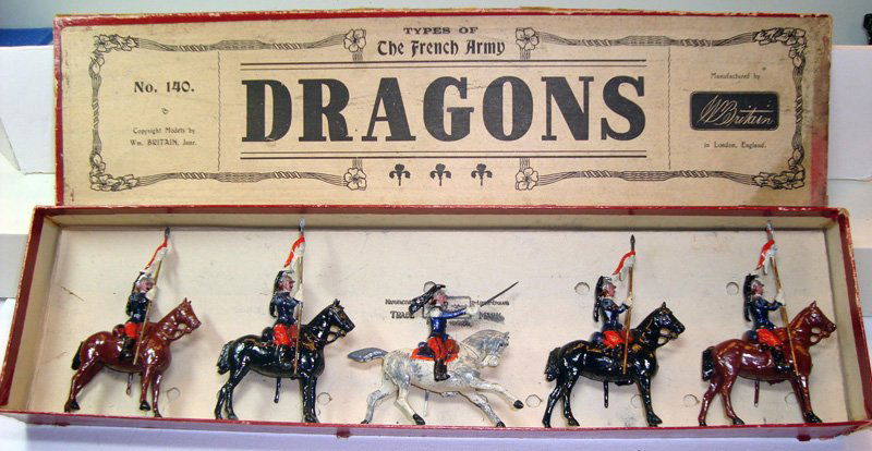 Britains Set # 140 French Dragons: with Original Types of The French Army Box. -Untied. Pre War 5 Pieces.