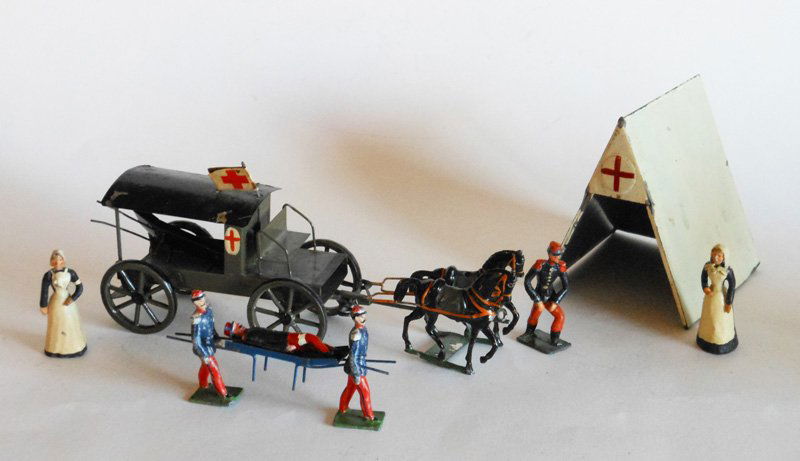 Heyde French 1890 Field Hospital: with Tent and Ambulance Wounded and Nurses. Pre War Unboxed 9 Pieces.