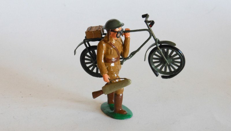 Lou Steinberg Officer carrying Shotgun & Bicycle: Lou Steinberg Unique One of a kind Dimestore Conversions. Officer Carrying his Shotgun and Bicycle (Flat Tire).