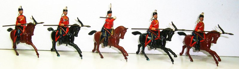Britains Set # 153 Prussian Hussars: with Officer Pre War. 5 Pieces. Unboxed.