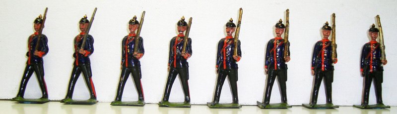 Britains Set # 154 Prussian Infantry Pre War: 8 Pieces. Unboxed.