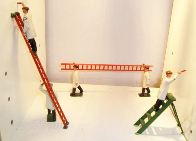 Britains Set # 1495 Painters with ladders: Post War Unboxed 8 Pieces.