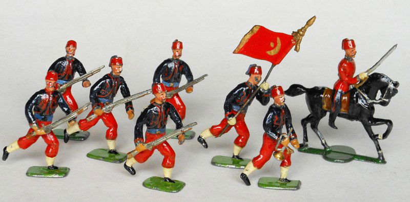 Heyde Turks with Mounted Officer,: Bugler and Standard Bearer; Pre War 8 Pieces- Unboxed.