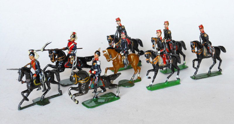 Heyde British Lancers: and French Cavalry Officers. Pre War 8 Pieces. Unboxed.