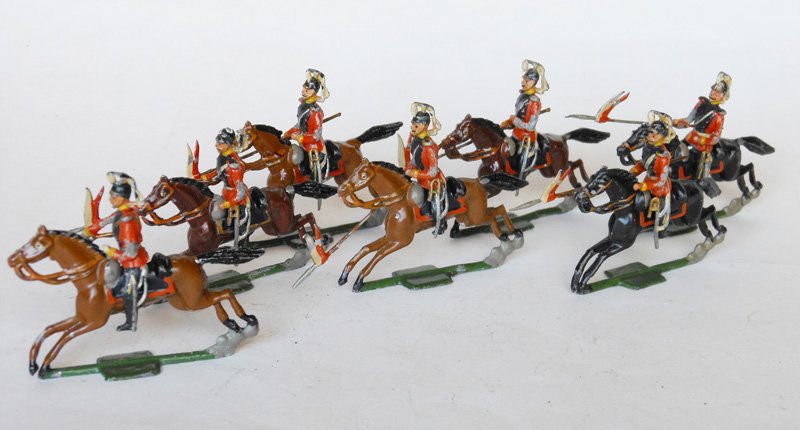 Heyde British Lancers Charging: Pre War 7 Pieces. Unboxed.