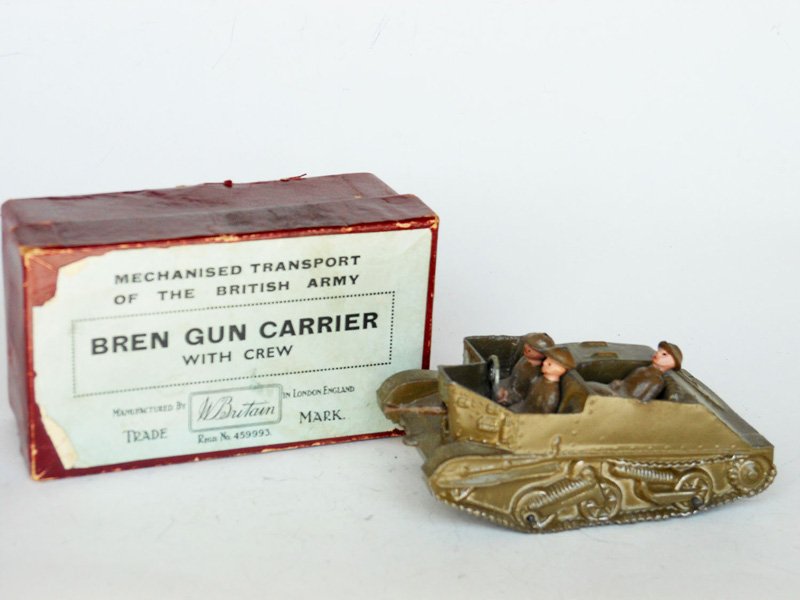 Britains Set # 1876 Bren Gun: & 3 man Crew with Original Box. Pre War