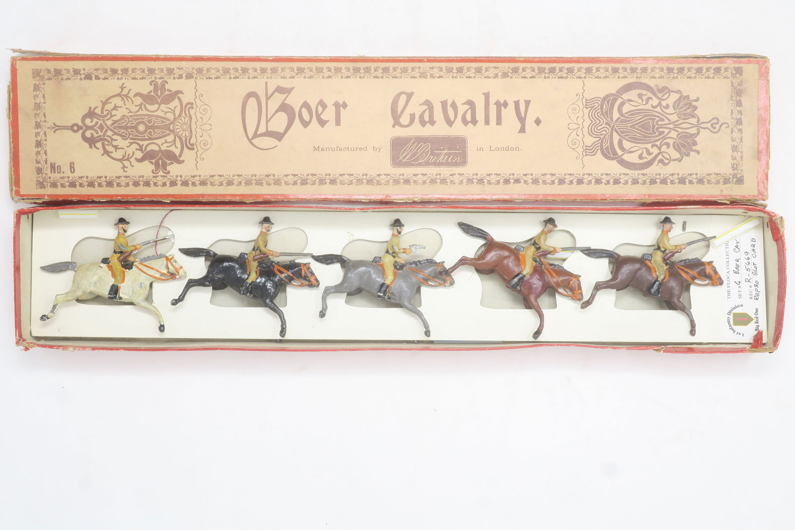 Britains set #6 Boer Cavalry: circa 1900, in original box; Excellent; box fair-good, some splits, repro slot card