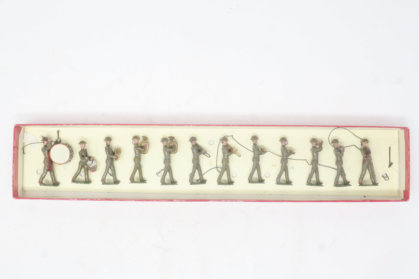 Britains set #1301 U.S. Army Military Band: in steel helmets, 12 pieces; Excellent