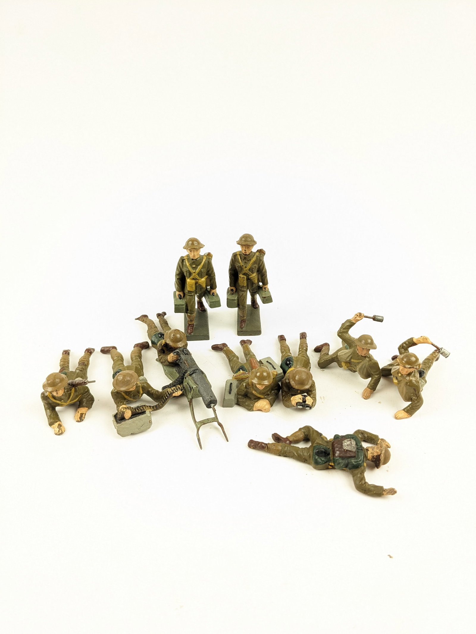 Lineol British And American Soldiers Machine gun C: 10 Pieces Condition Very Good Unboxed