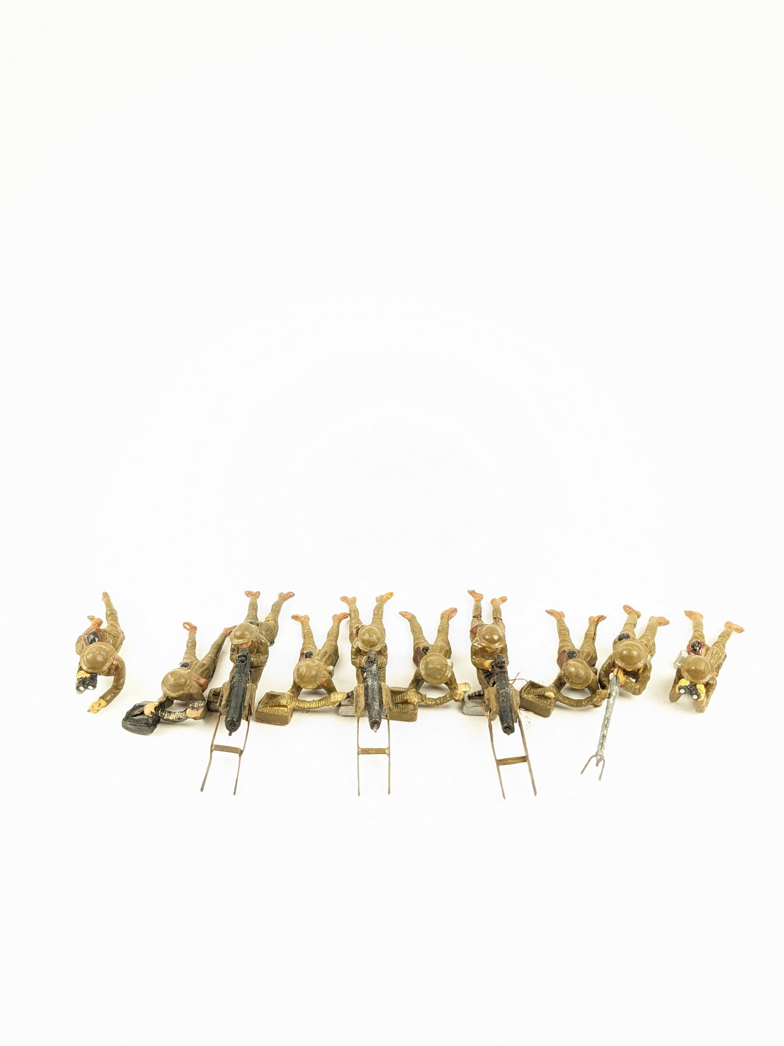 Elastolin American Steel Helmet Machine Gun Teams: 10 Pieces Condition Good Unboxed