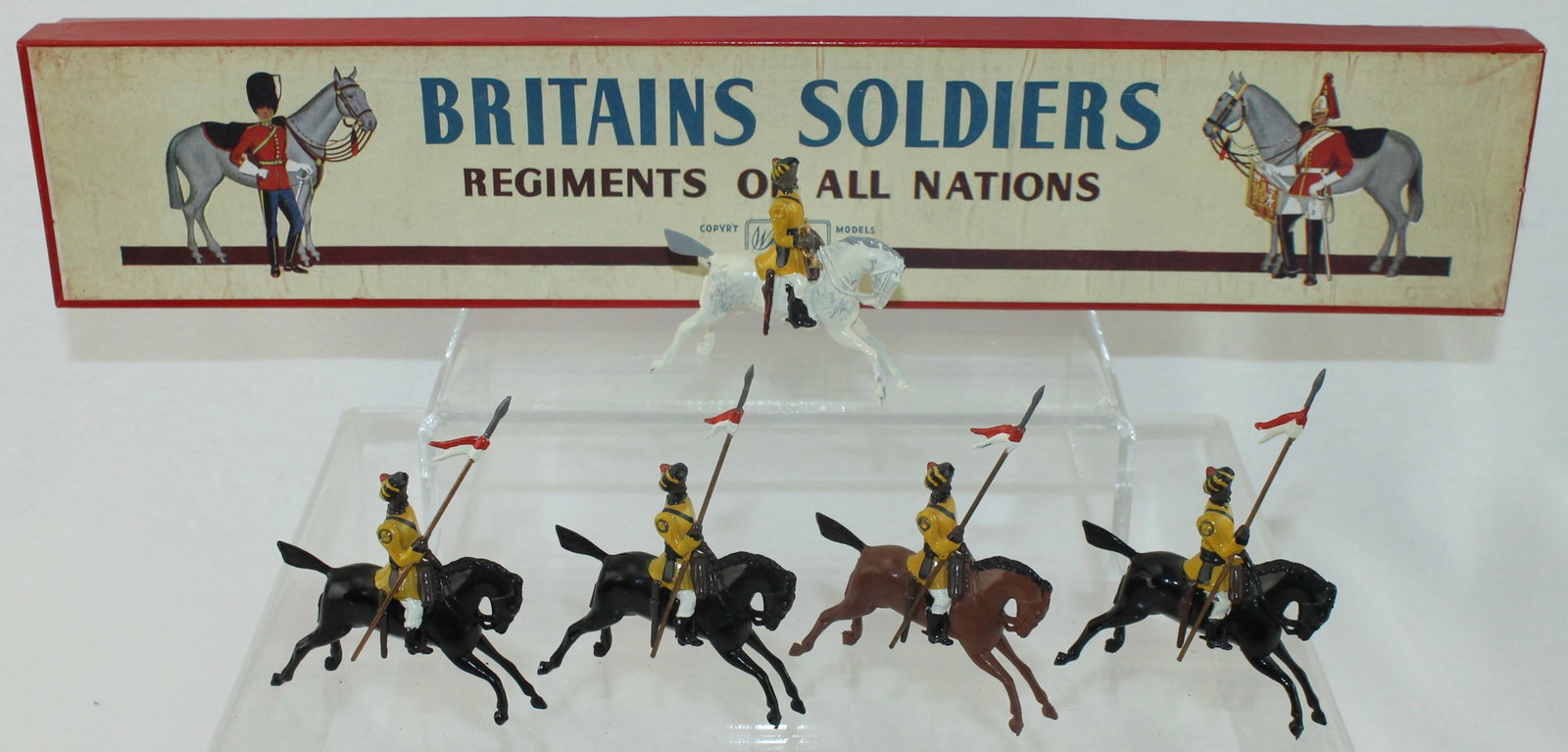 Britains Set 47 Skinner's Horse: 5 Pieces. Condition Very Good to Excellent Untied in Box. Box Good to Very Good.