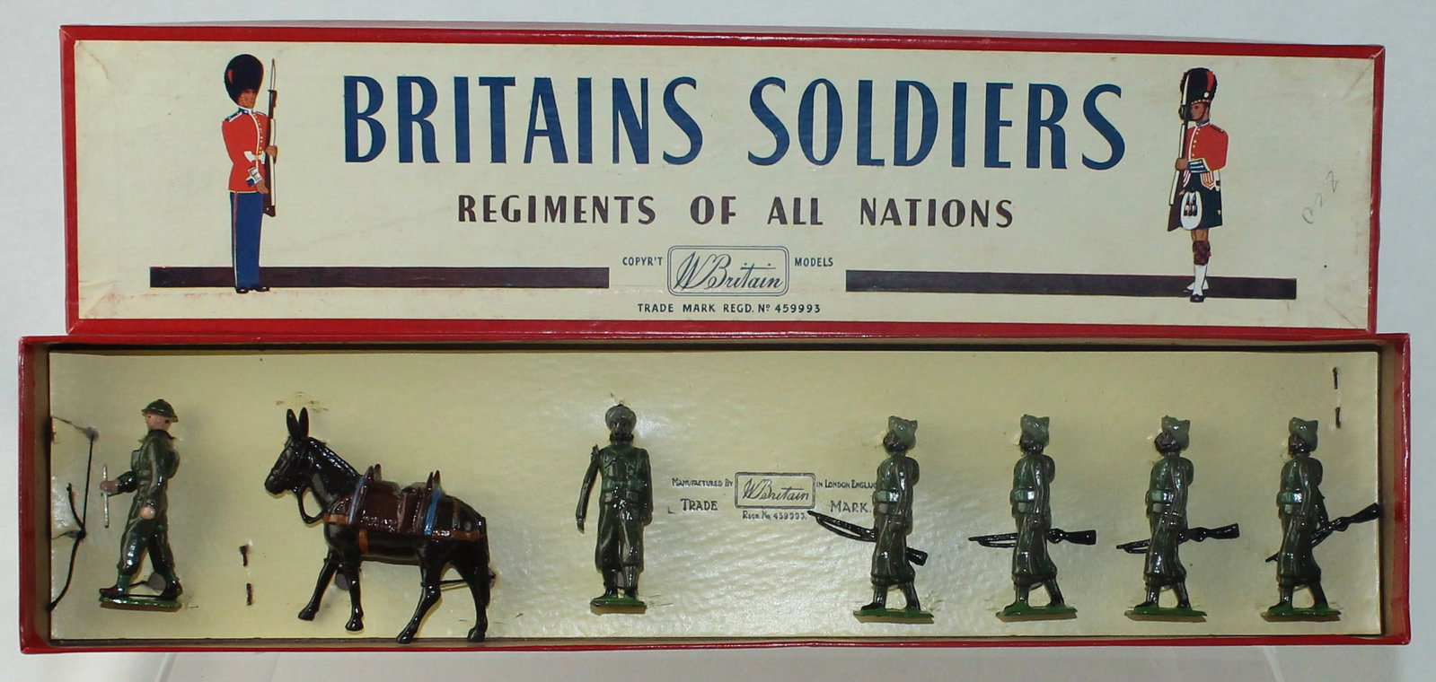 Britains Set 1893 Indian Army Service Corps: 7 Pieces. Condition Mint Tied in Box. Box Very Good.
